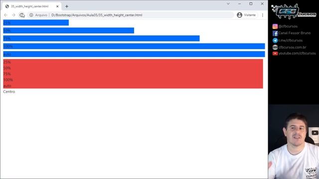 Classes para largura, altura e centralizar em Bootstrap [Bootstrap] - Curso de Bootstrap - Aula 35 смотреть онлайн