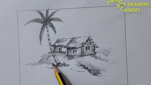How to draw a Realistic Village Scenery !! Tariq's Drawing Academy смотреть онлайн
