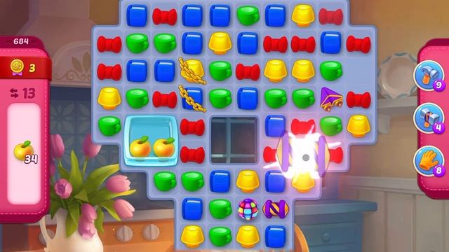 HomeScapes Level 684 No Boosters (25 Moves)