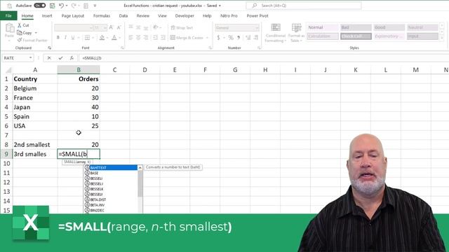 Excel SMALL function | Find second, third, n-th smallest number | Excel One Minute Quick Reference смотреть онлайн