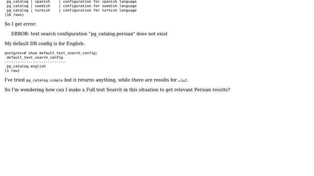 How to use full text search in Persian using Postgresql? смотреть онлайн