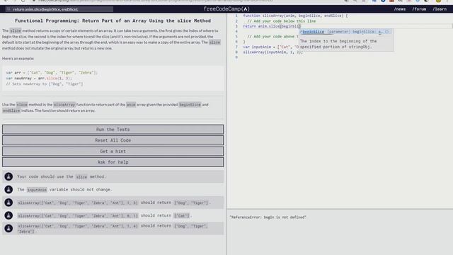 Functional Programming: Return Part of an Array Using the slice Method смотреть онлайн