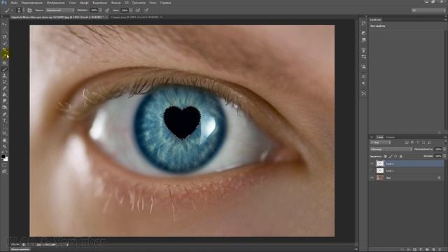 Зрачки в форме сердца в фотошопе / Pupils in the shape of a heart in photoshop смотреть онлайн