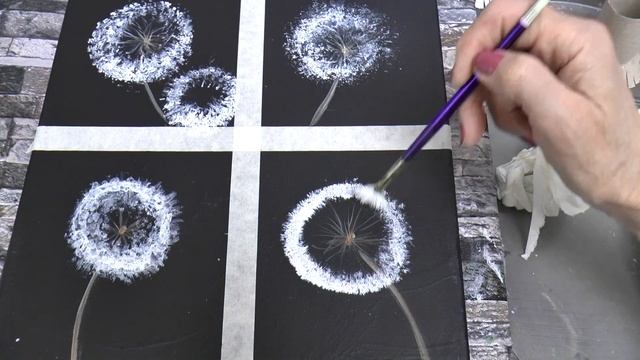 Как рисовать одуванчики акрилом. 4 техники. How to paint dandelions with acrylics. смотреть онлайн