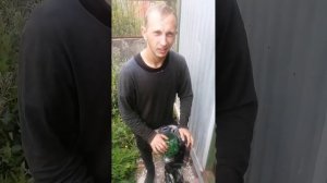 лодочный мотор салют с двигателем от триммера, гибрид