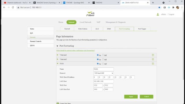 วิธีเข้าเว็บตั้งค่า NAS Synology DS220+ จากภายนอกบ้าน (ตั้งค่า Port Forwarding Synology port 5000) смотреть онлайн