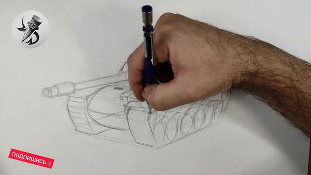 Как нарисовать ТАНК Т110Е5 поэтапно. How to draw world of tanks. смотреть онлайн