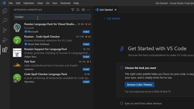 Как изменить язык Visual Studio Code на русский смотреть онлайн