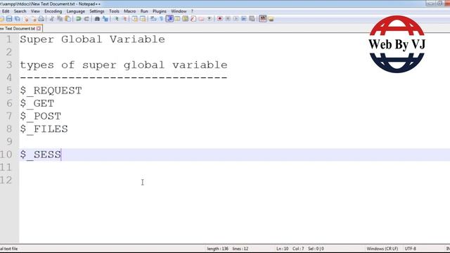 Super Global Variable In Php 2018 (Hindi) - Web By Vj смотреть онлайн