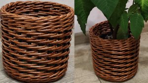 МК. Кашпо из бумажной лозы. #265