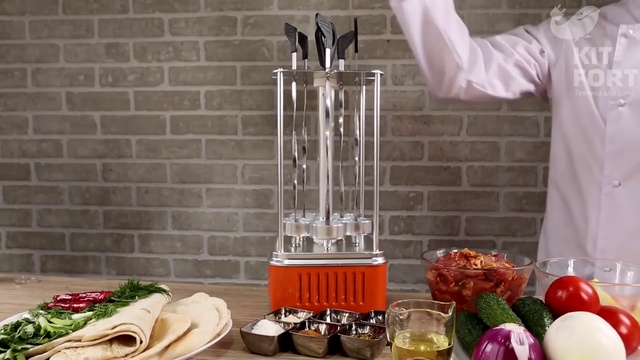 Обзор «Kitfort KT-1403 электрошашлычница, цвет оранжевый» смотреть онлайн