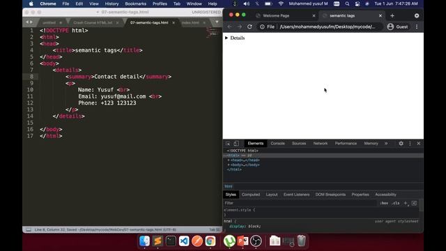 Crash Course HTML5 - Final Part | Semantic Tags Blocked and Inline Element | yusy4code смотреть онлайн
