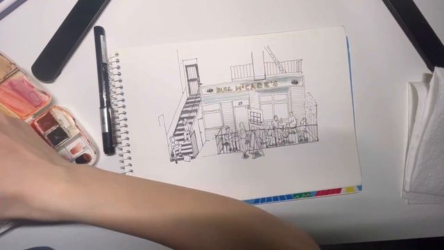 Watercolor Sketch - a bar in East Village, NYC смотреть онлайн