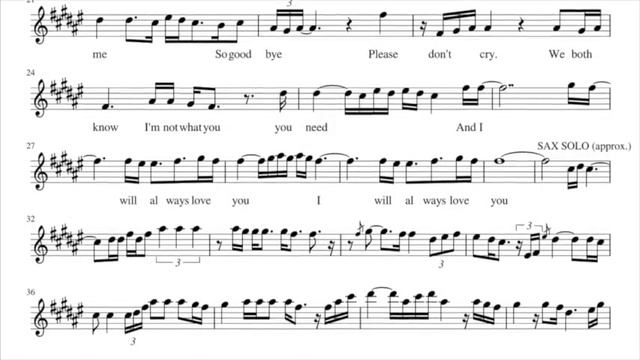 I Will Always Love You (Whitney Houston) | Alto Sax Sheet Music / Cover смотреть онлайн