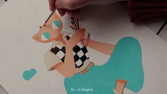 Acryla Gouache Speed Painting ? Groovy Cat Illustration Paint with Me ? смотреть онлайн
