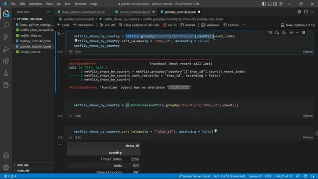 How I resolved the sort_values error, 'function' object has no attribute 'sort_values' смотреть онлайн