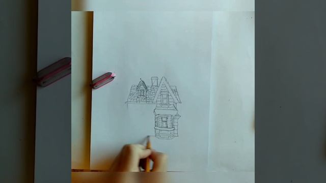 Домик на шариках/ учимся рисовать/ уроки рисования/ красивые рисунки цветными карандашами смотреть онлайн
