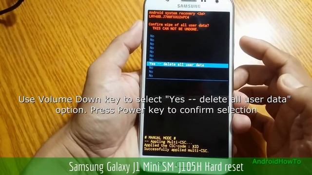 Samsung Galaxy J1 Mini SM-J105H Hard Reset