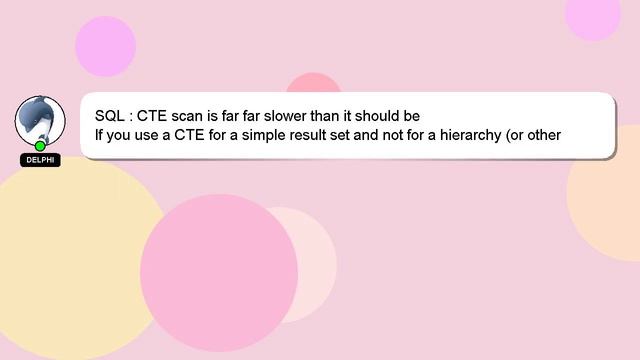 SQL : CTE scan is far far slower than it should be смотреть онлайн