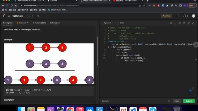 21. Merge Two Sorted Lists смотреть онлайн
