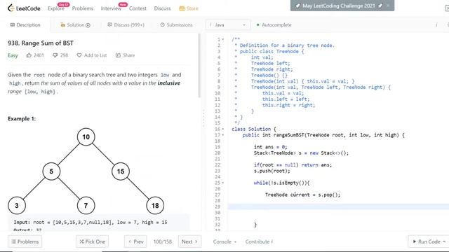Собеседование в IT | LeetCode | 938. Range Sum of BST смотреть онлайн