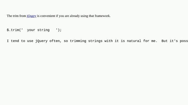 Trim string in JavaScript смотреть онлайн
