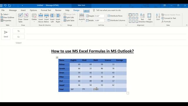 Use Ms Excel Formulas in Outlook, Insert Excel spreadsheet in Outlook смотреть онлайн