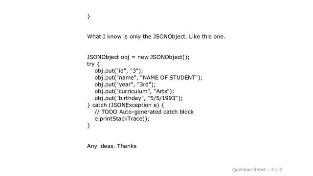 Android : Android- create JSON Array and JSON Object смотреть онлайн