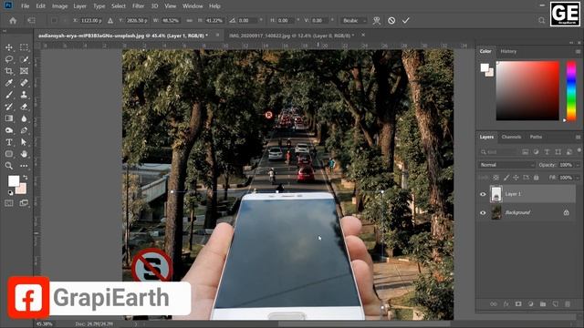 How To Create 3d Phone Pop Out Road Effect Photoshop Manipulation in English Tutorial | GrapiEarth смотреть онлайн