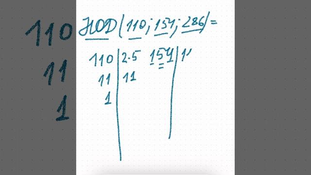 Наибольший общий делитель чисел 110, 154 и 286 смотреть онлайн