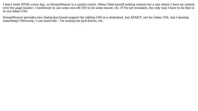 Webmasters: Does Dreamweaver support inline CSS styles? смотреть онлайн