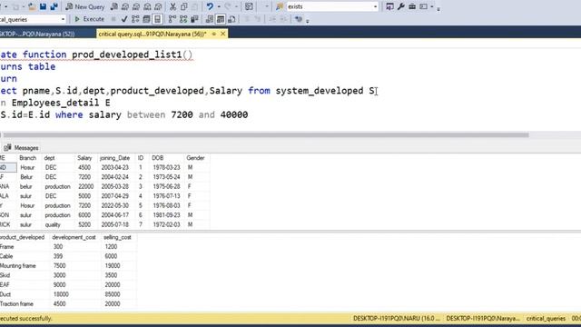 MS SQL - USER DEFINED( Table valued function) without passing parameters смотреть онлайн