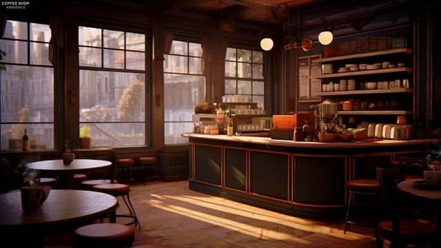 Coffee Shop with Smooth Sax, Piano Jazz Music & Rain Sounds for Relaxing, Studying, Sleeping смотреть онлайн