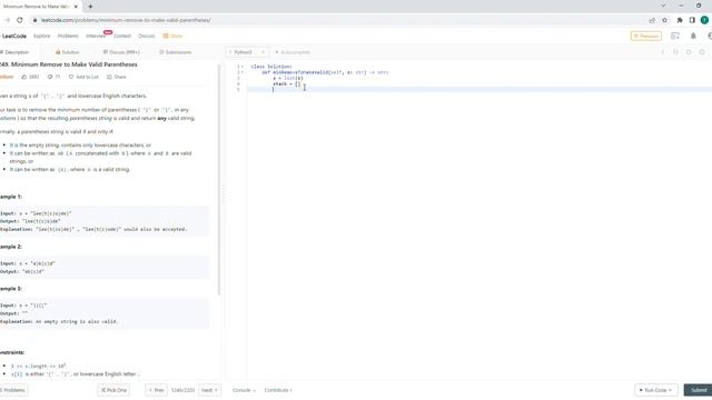 March 15/2022 LeetCode Challenge: Minimum Remove to Make Valid Parentheses смотреть онлайн