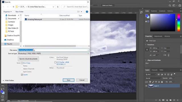 How To Use Undo, Redo and Save, Save As and Export A File In Photoshop | Photoshop 2021 Basics смотреть онлайн