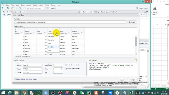 Importing Reading Excel data into R using RStudio readxl Urdu | Hindi 2021 смотреть онлайн