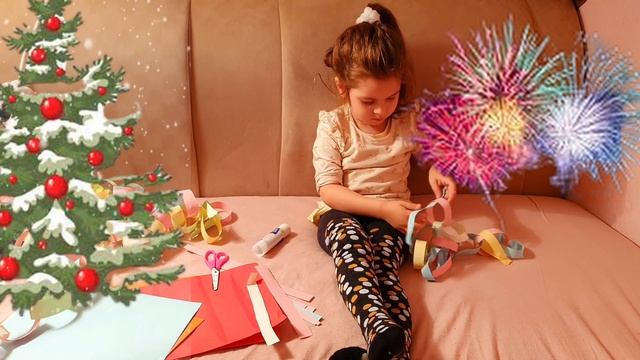 Новогодние украшения из разноцветной бумаги. смотреть онлайн