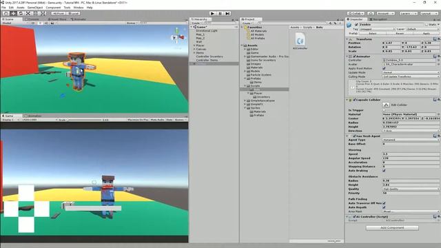 Исправление прыжка и создание простого AI в Unity3d.