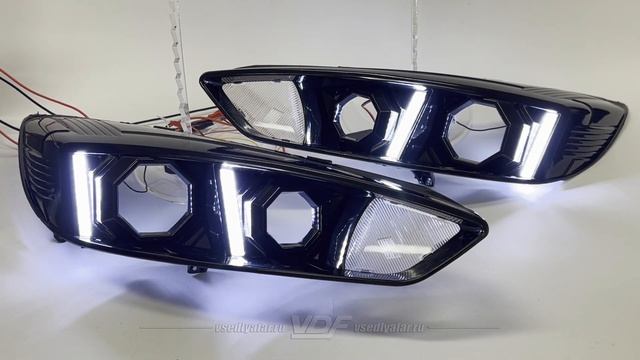 Комплект для установки линз в фары Ford Focus III 2014 2019 Черные смотреть онлайн