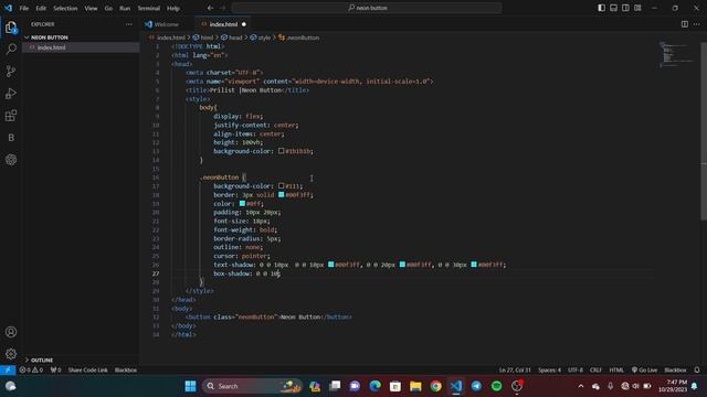 Glowing Neon Light Button Animation Effects on Hover | CSS Snake Border with source code|#neon смотреть онлайн