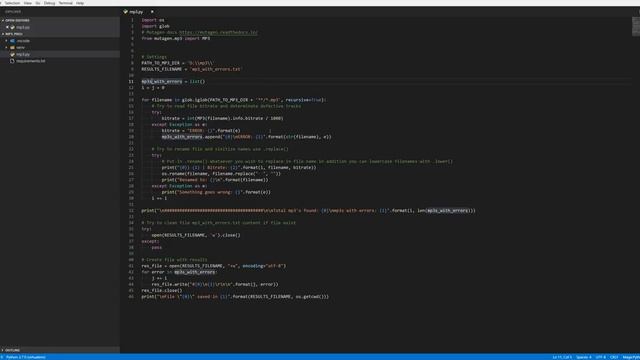 Поиск поврежденных .mp3 файлов с помощью Python 3.x смотреть онлайн