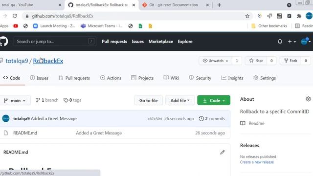 GitHUB | Rollback a Specific Commit ID| RESET --hard commitid смотреть онлайн