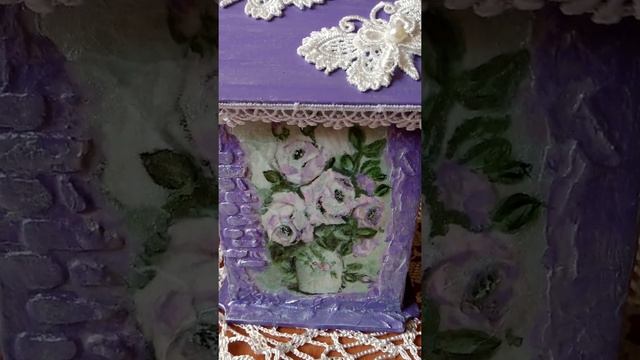 Чайный домик с букетом роз в стиле шебби-шик (декупаж)