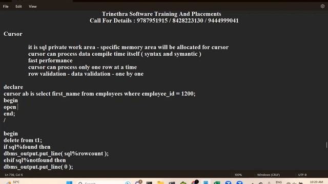 JUNE 2023 BATCH - PLSQL - CURSOR смотреть онлайн