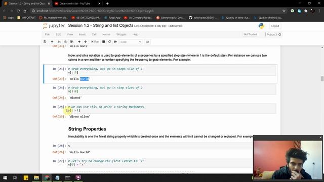 Data science course | Tutorial no.2 on python for data science | Strings, list and objects смотреть онлайн