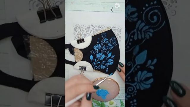 Роспись по ткани красками DECOLA на маске. Гжель. смотреть онлайн