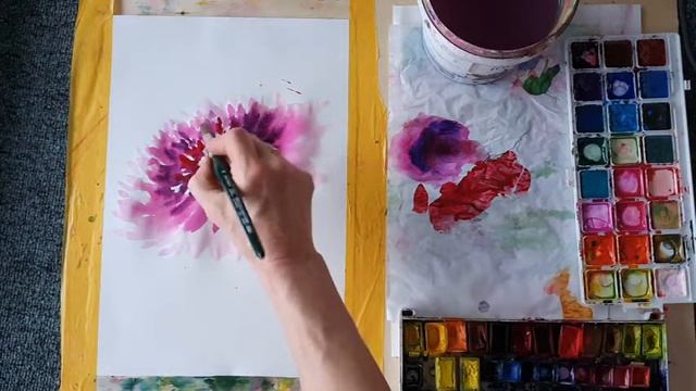 Как нарисовать акварелью цветок. Мастеркласс для начинающих от Марины. Malunterricht in Solothurn смотреть онлайн