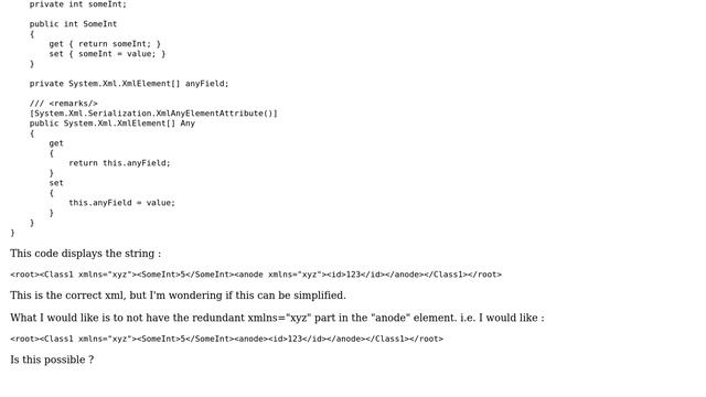 XmlSerializer and controlling namespace in XmlAnyElement (2 Solutions!!) смотреть онлайн