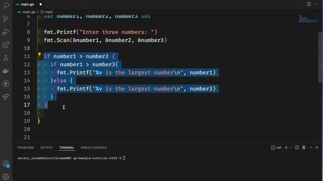 Go Bangla Tutorial 22 : find large number among 3 numbers смотреть онлайн