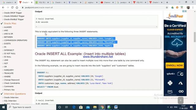 Oracle INSERT ALL statement--10 смотреть онлайн
